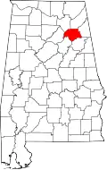 エトワ郡の位置を示したアラバマ州の地図