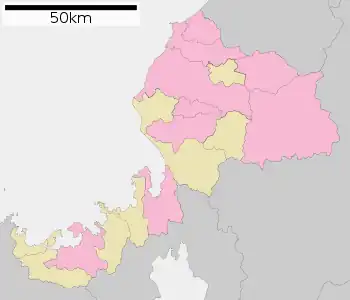 福井地震の位置（福井県内）