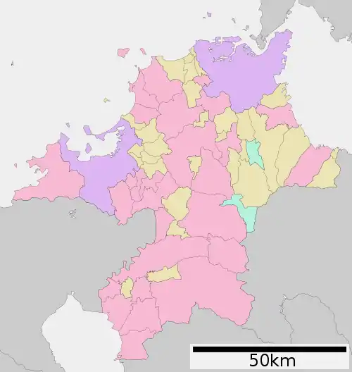 若松城の位置（福岡県内）