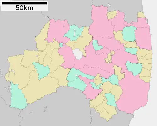 中町の位置（福島県内）