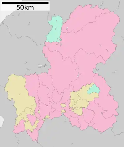 安八町総合体育館の位置（岐阜県内）