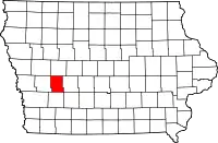 Map of Iowa highlighting Audubon County