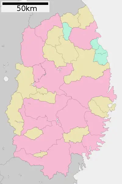 岩手県立軽米高等学校の位置（岩手県内）