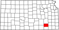 エルク郡の位置を示したカンザス州の地図