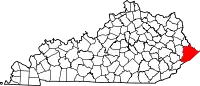パイク郡の位置を示したケンタッキー州の地図