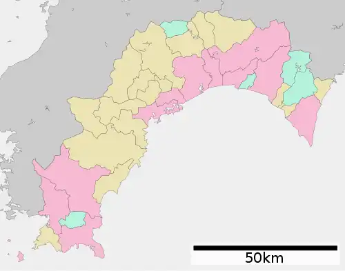 宿毛城の位置（高知県内）