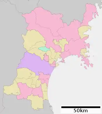 宮城県南郷高等学校の位置（宮城県内）