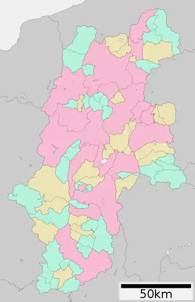 諏訪市図書館の位置（長野県内）