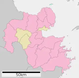 中岳 (九重山)の位置（大分県内）