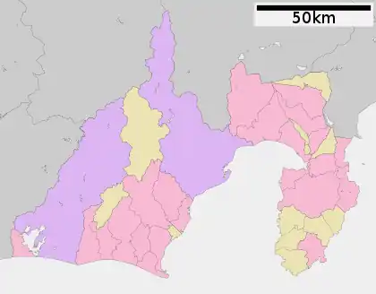 加藤学園暁秀中学校・高等学校の位置（静岡県内）