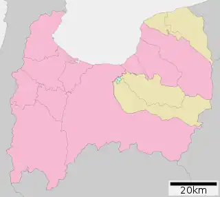 井波城の位置（富山県内）