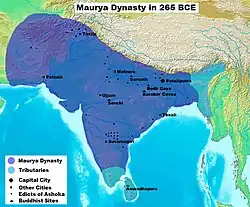 アショーカ王の治世下のマウリヤ朝は、世界初の大規模な仏教国である。無料の病院が建設され無料の教育が施されたほか、人権が促進された。