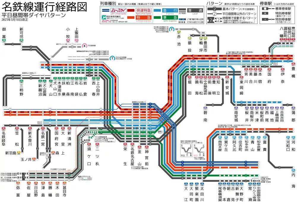 日中の運行パターン（2023年3月18日改正）