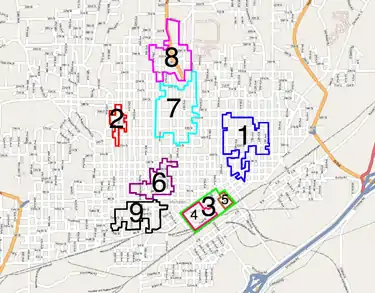 メリディアンの歴史地区配置図