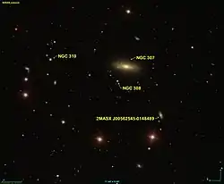 SDSSのデータから作成したNGC 308周辺の画像。