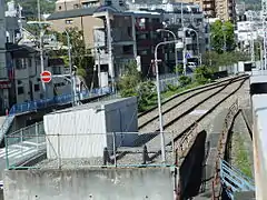 王子公園駅の側線（元は上筒井線の線路であった）