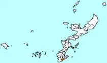 具志頭村の県内位置図