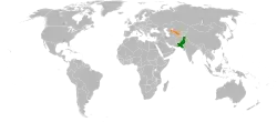 PakistanとUzbekistanの位置を示した地図