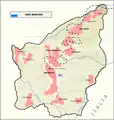 サンマリノの地図、鉄道路線は概略の記載