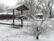 着氷性の雨のあとの公園の様子