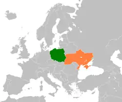 ポーランドとウクライナの位置を示した地図