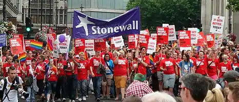 Stonewall group marching at London Pride 2011.