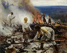 Burning the Brushwood (Under the Yoke, 1893)。アテネウム美術館収蔵