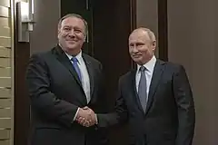 ロシアのウラジーミル・プーチン大統領と（2019年5月14日）