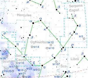 わし星雲 (M16) の位置