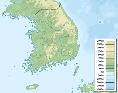 吐含山の位置（大韓民国内）