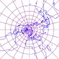 北極を中心とする平射方位図法