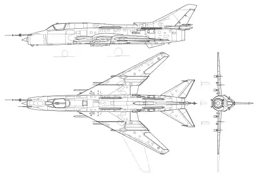 Su-22M4の三面図