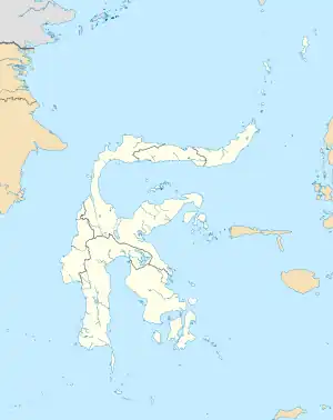 ムナ島（Muna Island）の位置（スラウェシ島内）