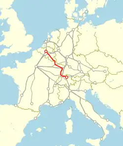 1974年夏ダイヤにおけるエーデルヴァイスの運行経路