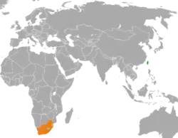 ROCとSouth Africaの位置を示した地図