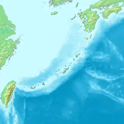 上田の位置（南西諸島内）