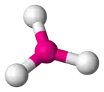 Skeletal model of a trigonal molecule with a central atom (tennessine) symmetrically bonded to three peripheral (fluorine) atoms