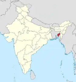 インド内でのトリプラ州の位置