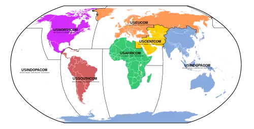 統合軍の地域管轄地図