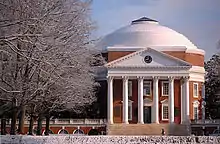 Winter landscape of the Rotunda at the University of Virginia